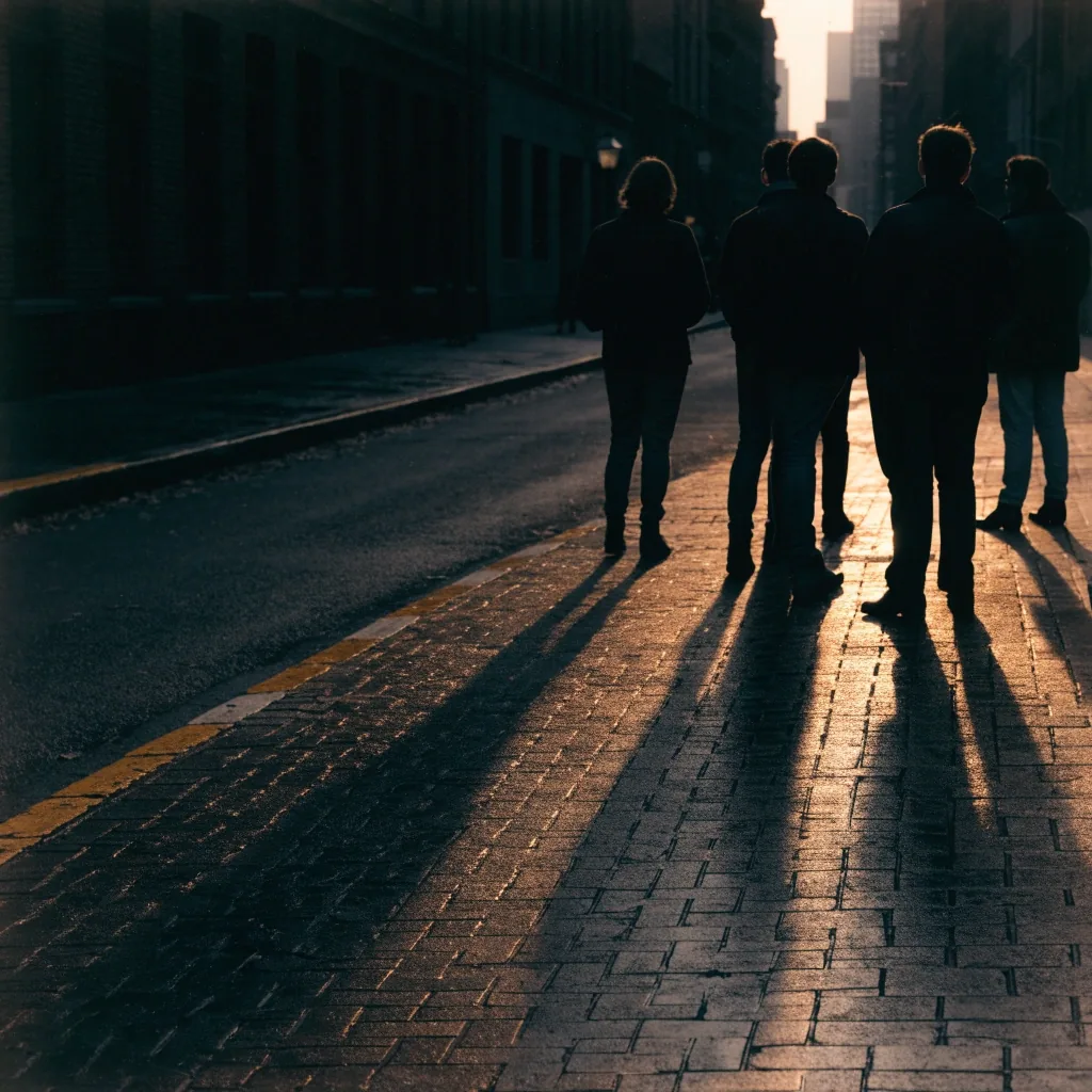 Brooklyn street in early morning light with long shadows on brick